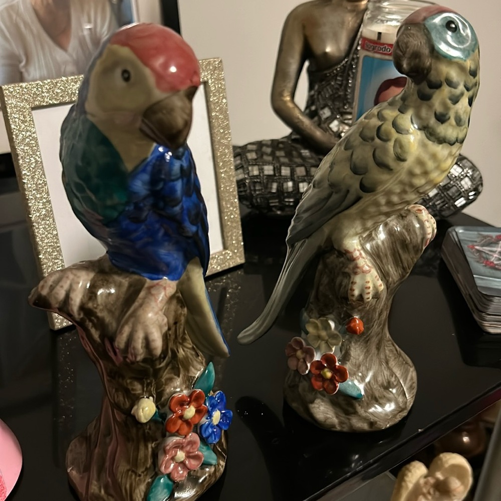 Vintage Parrots on a perch
